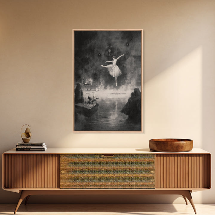 The Phantom Ballerina, Symbolist Dream Art, Vertical Wall Art, Gothic Horror Wall Art, Framed Canvas Print, Halloween Wall Art