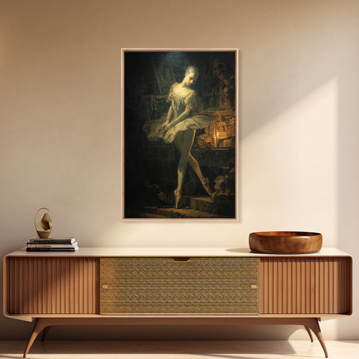 The Phantom Ballerina, Ornate Symbolist Art, Vertical Wall Art, Macabre Wall Art, Canvas Print, Halloween Wall Art, Halloween Decor