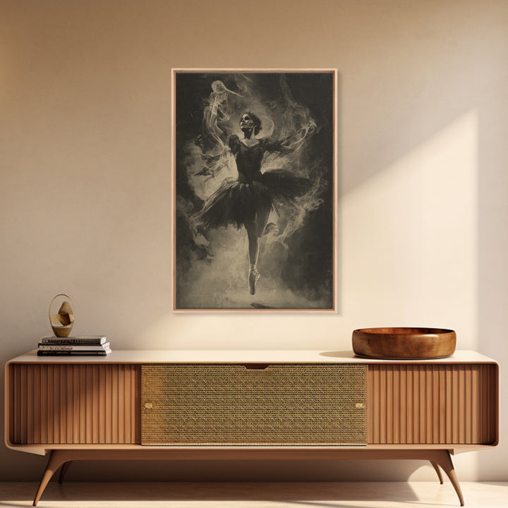 The Phantom Ballerina, Dark Symbolist Art, Vertical Wall Art, Dark Fantasy Wall Art, Framed Canvas Print, Halloween Wall Art
