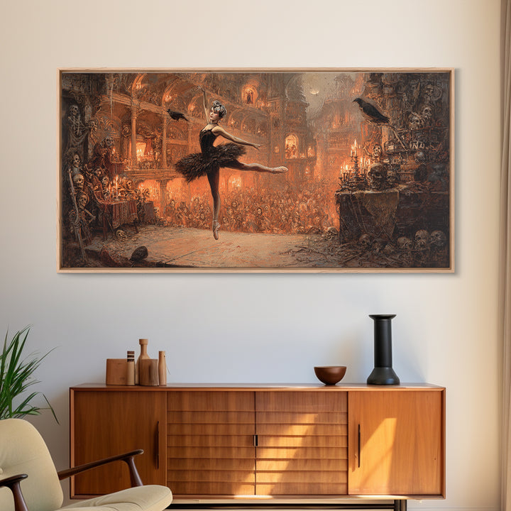 The Phantom Ballerina, Grotesque Carnival Art, Wide Panoramic Art, Dark Fantasy Wall Art, Canvas Print, Halloween Wall Art