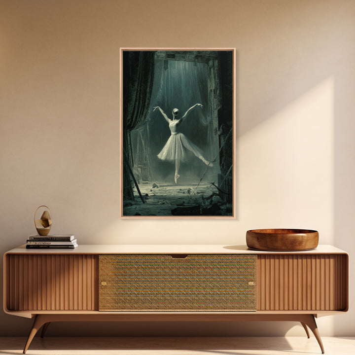 The Phantom Ballerina, Expressionist Gothic Art, Vertical Wall Art, Gothic Horror Wall Art, Framed Canvas Print, Halloween Wall Art