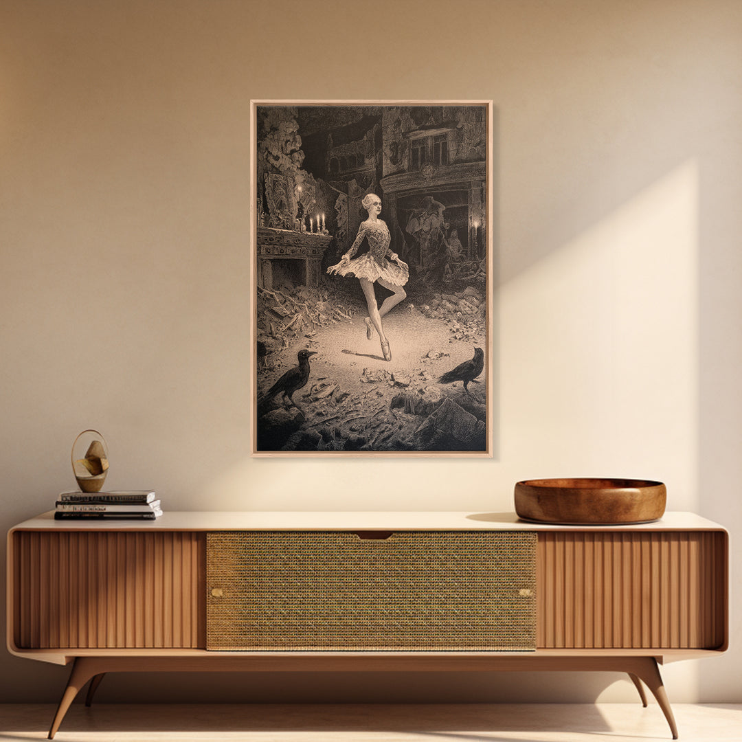 The Phantom Ballerina, Victorian Macabre Art, Vertical Wall Art, Macabre Wall Art, Canvas Print, Halloween Wall Art, Horror Wall Art