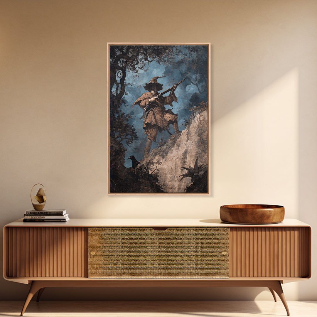 The Ghost Of The Witch Hunter, Baroque Witchcraft Art, Vertical Wall Art, Gothic Horror Wall Art, Canvas Print, Halloween Wall Art
