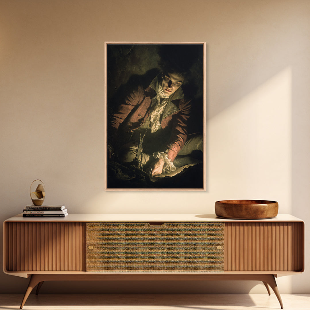 The Ghost Of The Witch Hunter, Gothic Nightmare Art, Vertical Wall Art, Dark Halloween Decor, Framed Canvas Print, Halloween Wall Art