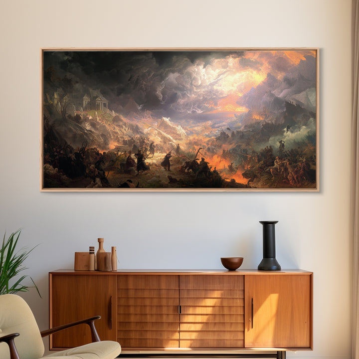 The Ghost Of The Witch Hunter, Apocalyptic Romantic Art, Wide Panoramic Art, Dark Fantasy Wall Art, Canvas Print, Halloween Wall Art