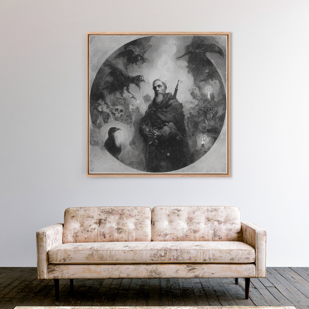 The Ghost Of The Witch Hunter, Symbolist Dream Art, Square Wall Art, Macabre Wall Art, Canvas Print, Halloween Wall Art