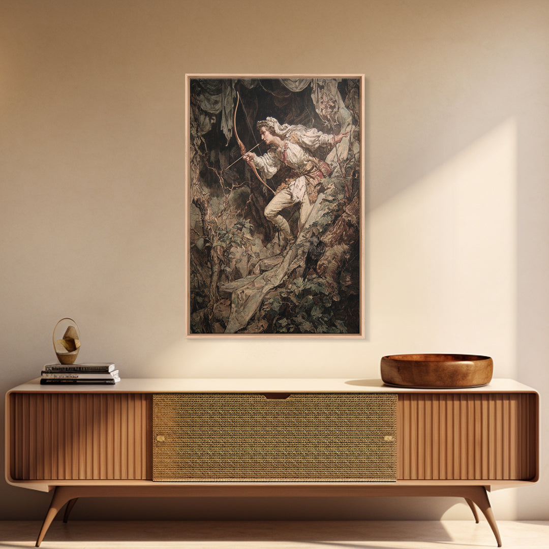 The Ghost Of The Witch Hunter, Ornate Symbolist Art, Vertical Wall Art, Macabre Wall Art, Framed Canvas Print, Halloween Wall Art