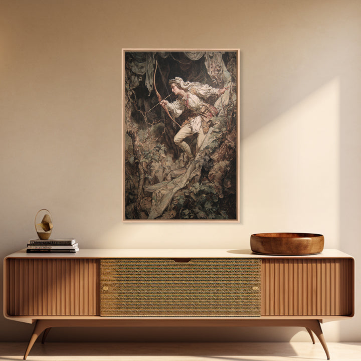 The Ghost Of The Witch Hunter, Ornate Symbolist Art, Vertical Wall Art, Macabre Wall Art, Framed Canvas Print, Halloween Wall Art