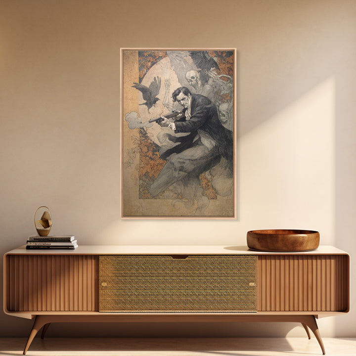 The Ghost Of The Witch Hunter, Decadent Gothic Art, Vertical Wall Art, Gothic Horror Wall Art, Framed Canvas Print