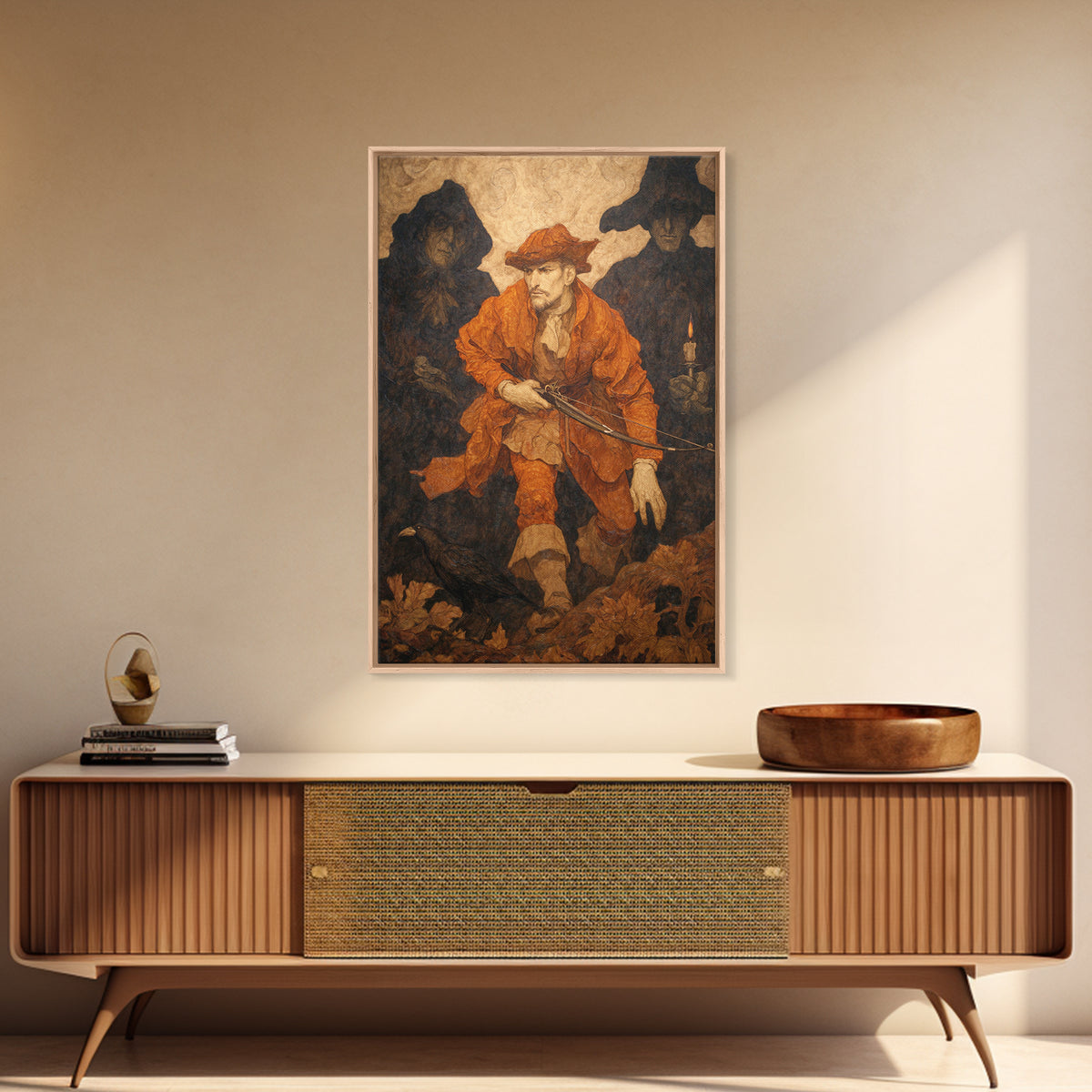 The Ghost Of The Witch Hunter, Dark Symbolist Art, Vertical Wall Art, Macabre Wall Art, Canvas Print, Halloween Wall Art