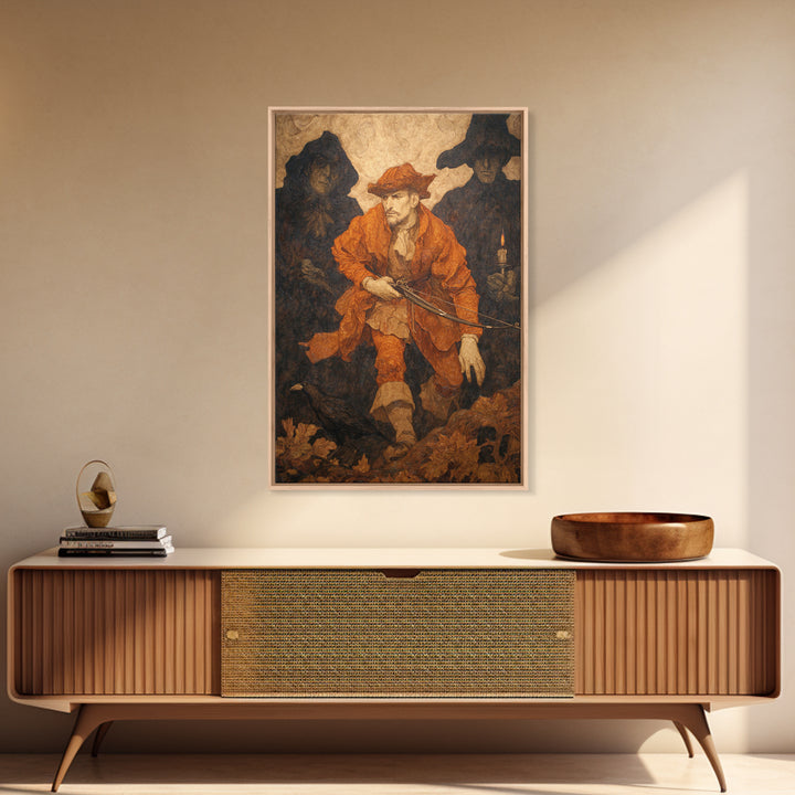 The Ghost Of The Witch Hunter, Dark Symbolist Art, Vertical Wall Art, Macabre Wall Art, Canvas Print, Halloween Wall Art