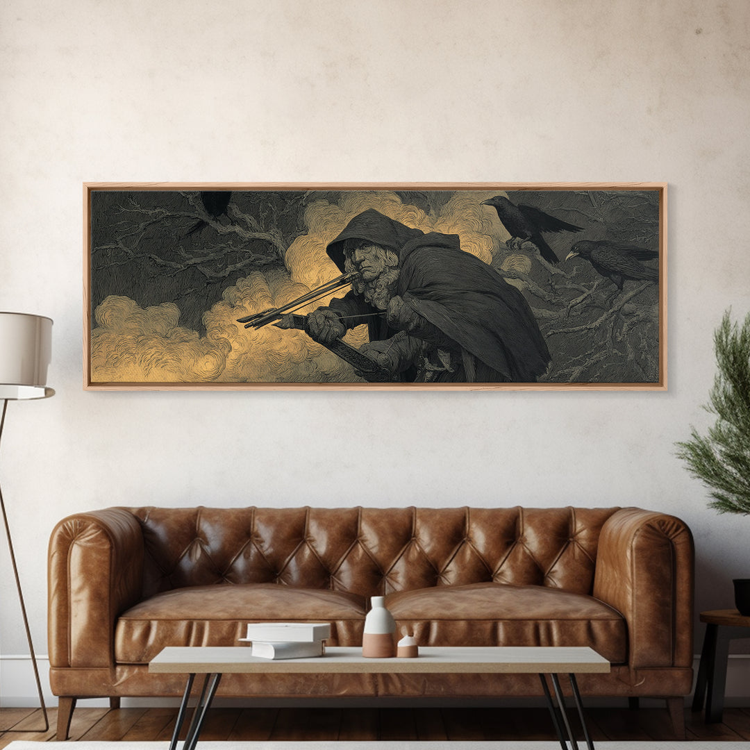 The Ghost Of The Witch Hunter, Expressionist Nightmare Art, Extra Wide Wall Art, Dark Fantasy Wall Art, Framed Canvas Print