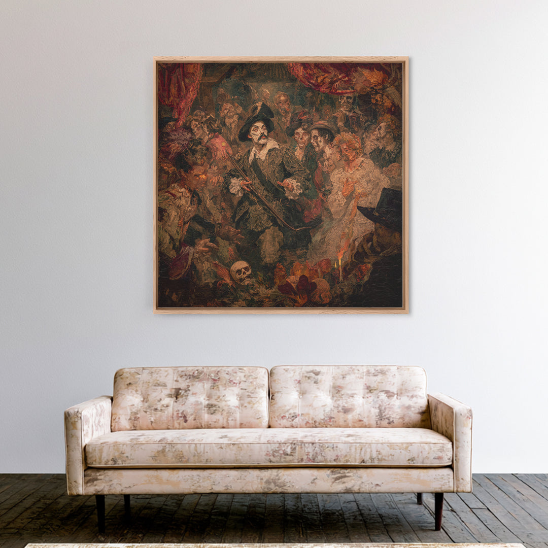The Ghost Of The Witch Hunter, Grotesque Carnival Art, Square Wall Art, Dark Fantasy Wall Art, Canvas Print, Halloween Wall Art