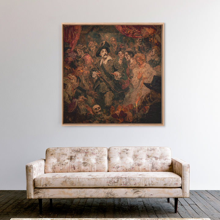 The Ghost Of The Witch Hunter, Grotesque Carnival Art, Square Wall Art, Dark Fantasy Wall Art, Canvas Print, Halloween Wall Art
