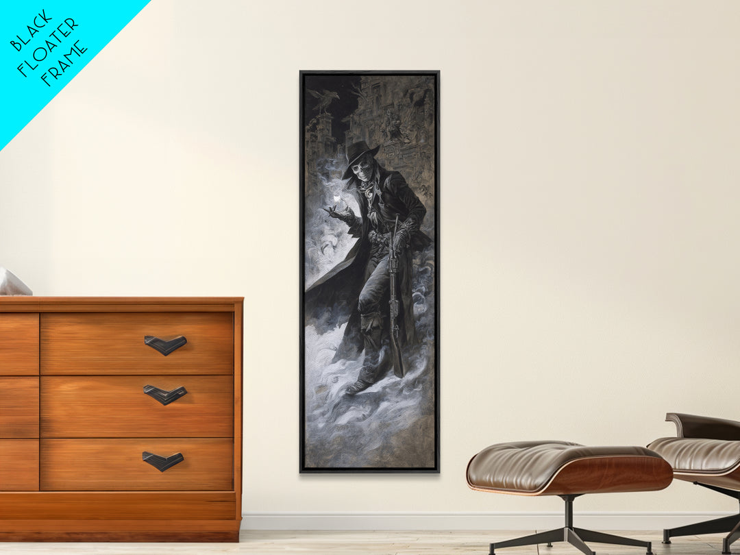 The Ghost Of The Witch Hunter, Surreal Apocalyptic Art, Tall Narrow Wall Art, Macabre Wall Art, Canvas Print, Halloween Wall Art