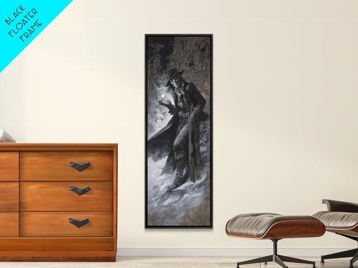 The Ghost Of The Witch Hunter, Surreal Apocalyptic Art, Tall Narrow Wall Art, Macabre Wall Art, Canvas Print, Halloween Wall Art