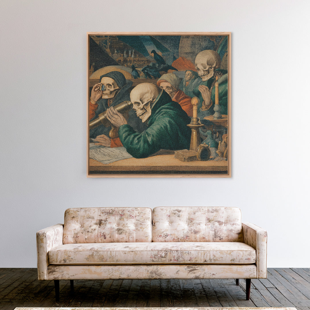 The Skull Astronomer, Danse Macabre Art, Square Wall Art, Dark Fantasy Wall Art, Canvas Print, Halloween Wall Art