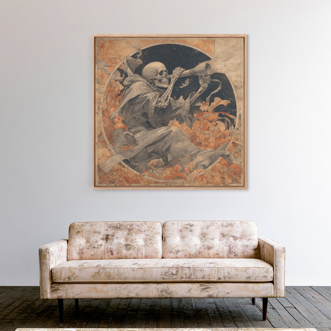 The Skull Astronomer, Decadent Gothic Art, Square Wall Art, Gothic Horror Wall Art, Canvas Print, Halloween Wall Art