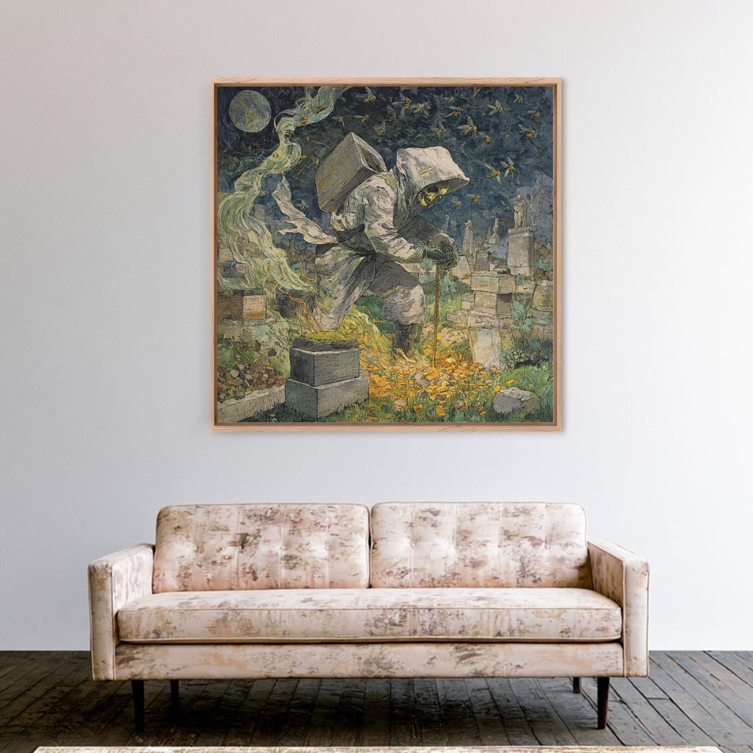 The Cemetery Beekeeper, Grotesque Carnival Art, Square Wall Art, Dark Halloween Decor, Canvas Print, Halloween Wall Art, Gothic Home Decor