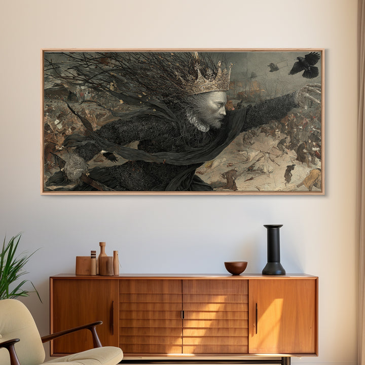 The Thorn-Crowned King, Northern Renaissance Horror, Wide Panoramic Art, Macabre Wall Art, Canvas Print, Halloween Wall Art