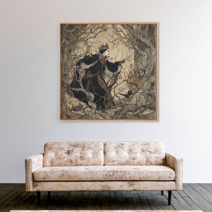 The Thorn-Crowned King, Gothic Storybook Art, Square Wall Art, Macabre Wall Art, Canvas Print, Halloween Wall Art, Spooky Wall Decor