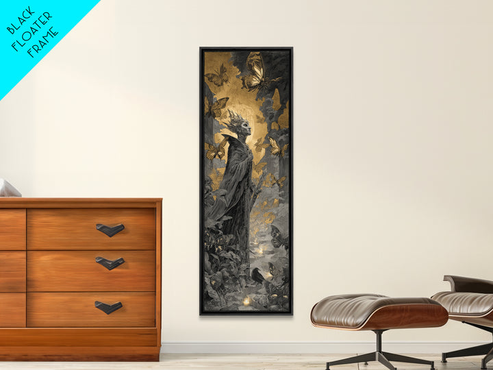 The Moth-Winged Empress, Architectural Etching Art, Tall Narrow Wall Art, Macabre Wall Art, Framed Canvas Print