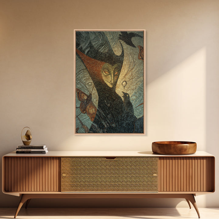 The Moth-Winged Empress, Expressionist Gothic Art, Vertical Wall Art, Dark Halloween Decor, Canvas Print, Halloween Wall Art