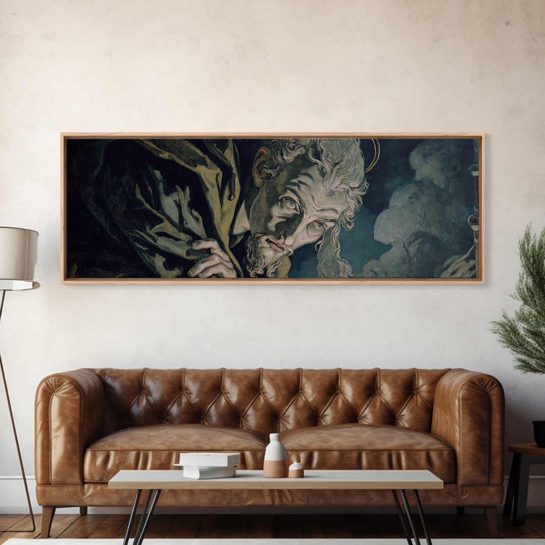 The Ash-Covered Oracle, Dark Renaissance Art, Extra Wide Wall Art, Gothic Horror Wall Art, Canvas Print, Halloween Wall Art