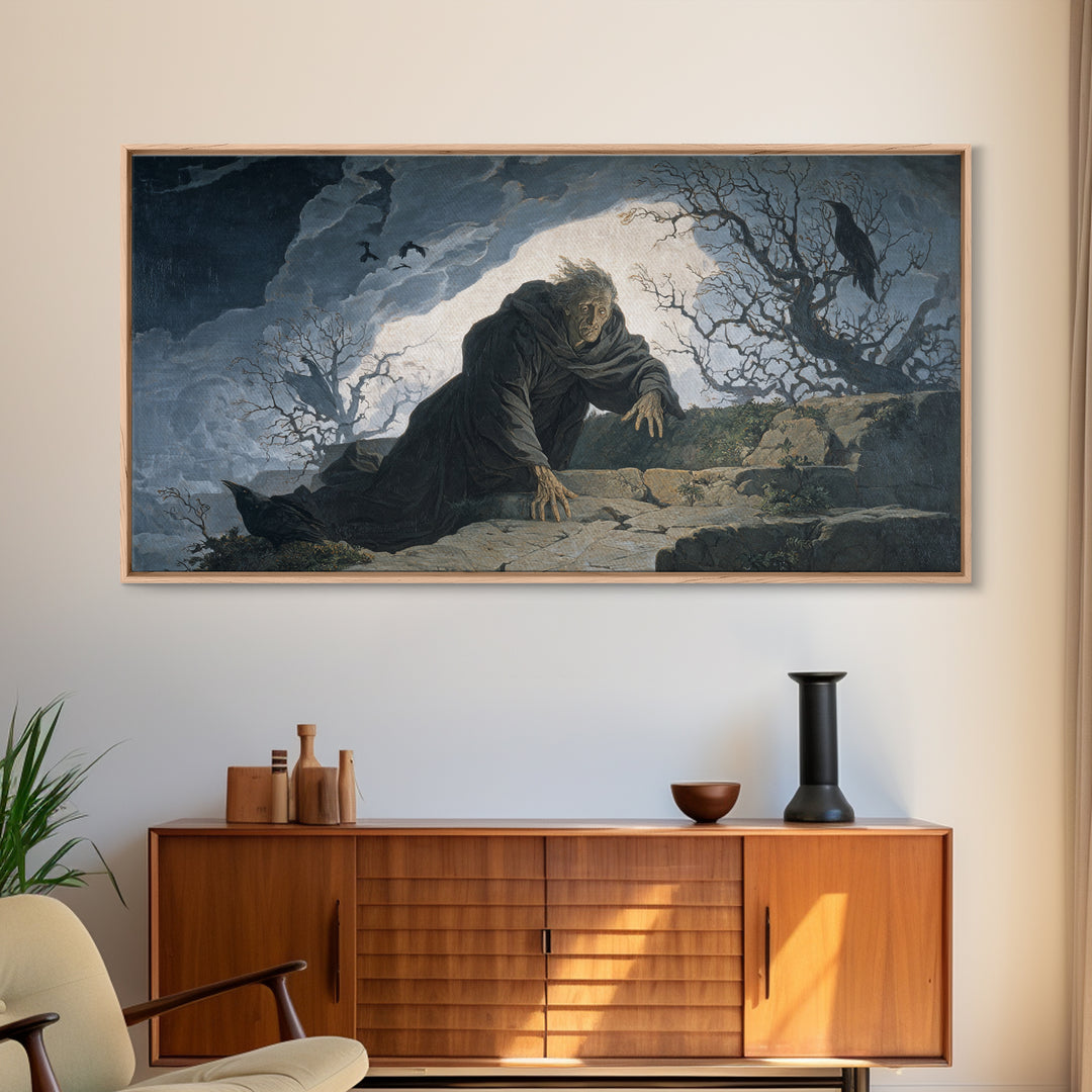 The Ash-Covered Oracle, Romantic Gothic Landscape, Wide Panoramic Art, Macabre Wall Art, Canvas Print, Halloween Wall Art