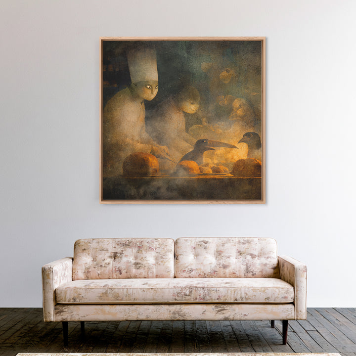 The Ghost Bakery, Symbolist Dream Art, Square Wall Art, Gothic Horror Wall Art, Canvas Print, Halloween Wall Art, Seasonal Home Decor