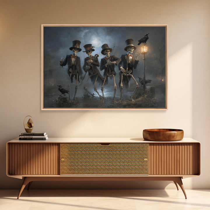 The Skeleton Barbershop Quartet, Symbolist Gothic Landscape, Landscape Wall Art, Dark Fantasy Wall Art, Framed Canvas Print