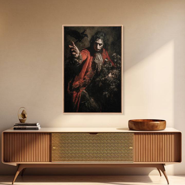 The Vampire Florist, Dark Romantic Horror Art, Vertical Wall Art, Gothic Horror Wall Art, Canvas Print, Halloween Wall Art