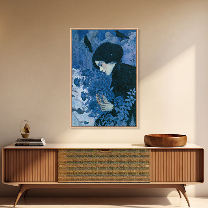The Vampire Florist, Symbolist Death Art, Vertical Wall Art, Dark Fantasy Wall Art, Canvas Print, Halloween Wall Art
