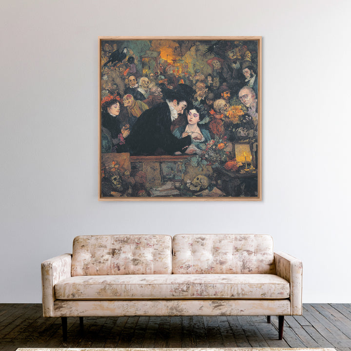 The Vampire Florist, Grotesque Carnival Art, Square Wall Art, Dark Fantasy Wall Art, Framed Canvas Print, Halloween Wall Art