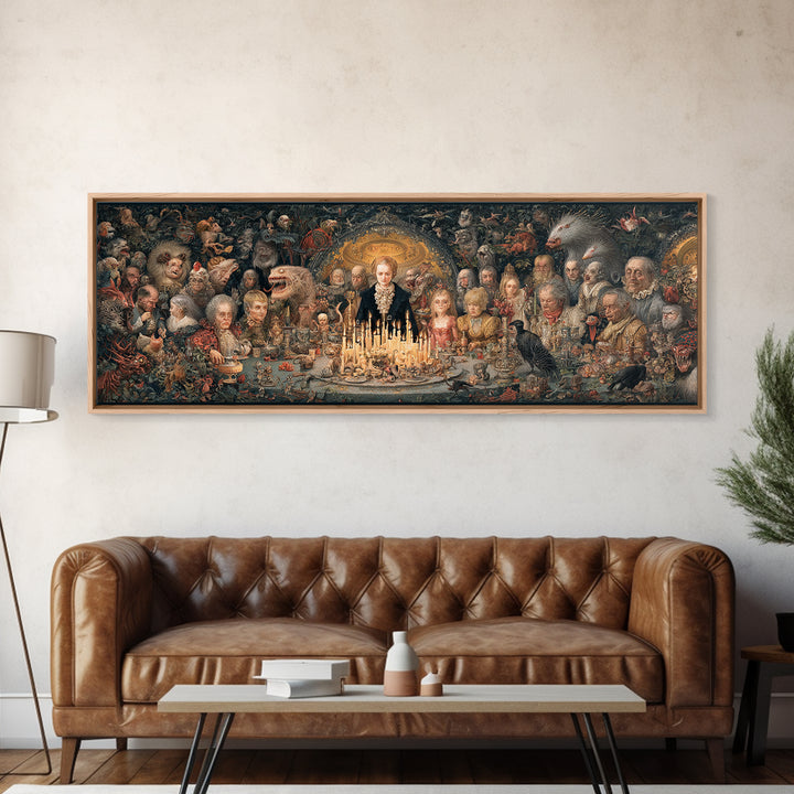 The Monster Family Portrait, Medieval Grotesque Art, Extra Wide Wall Art, Gothic Horror Wall Art, Canvas Print, Halloween Wall Art