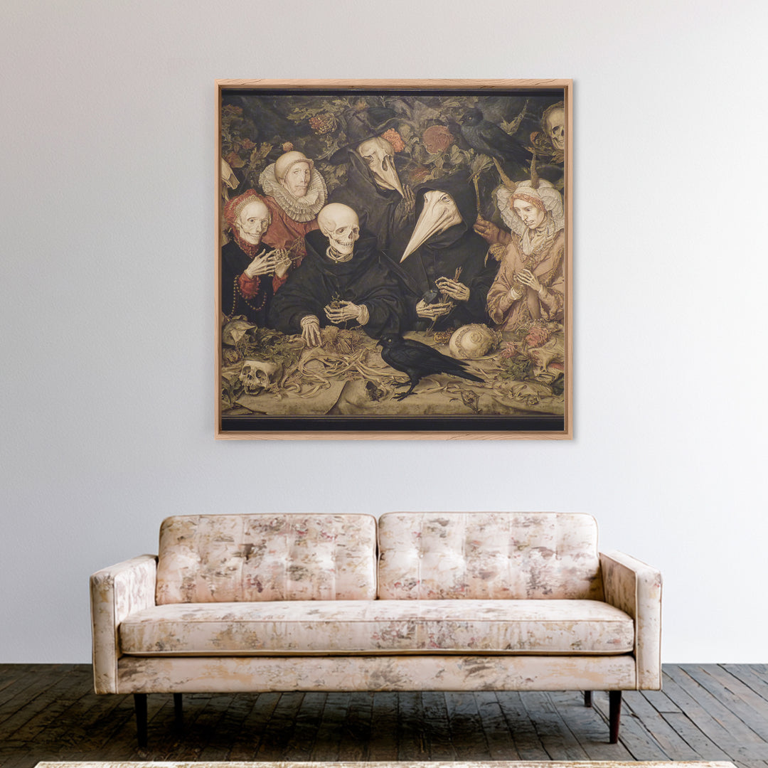 The Monster Family Portrait, Danse Macabre Art, Square Wall Art, Macabre Wall Art, Framed Canvas Print