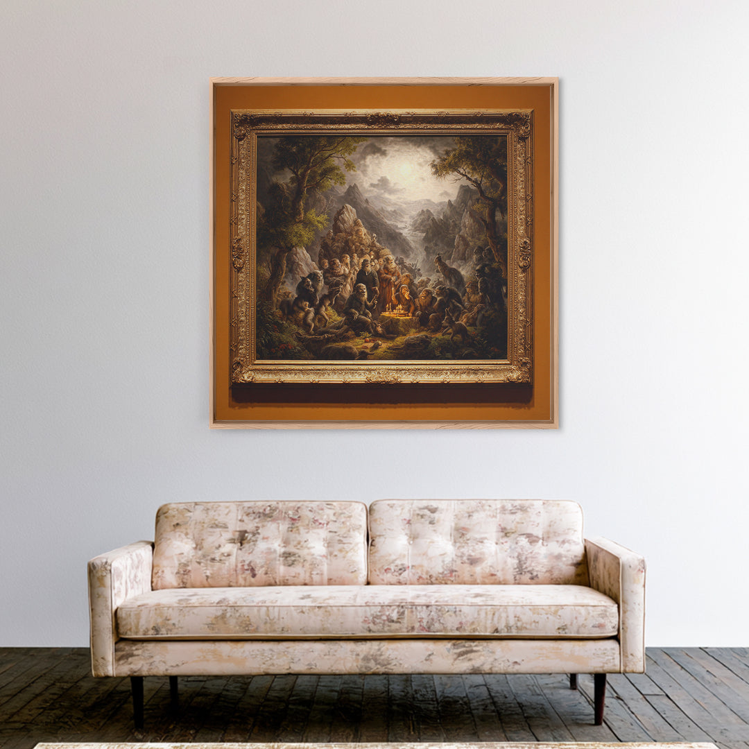 The Monster Family Portrait, Baroque Witchcraft Art, Square Wall Art, Gothic Horror Wall Art, Canvas Print, Halloween Wall Art