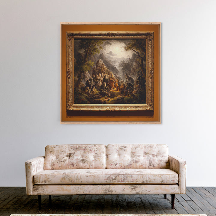 The Monster Family Portrait, Baroque Witchcraft Art, Square Wall Art, Gothic Horror Wall Art, Canvas Print, Halloween Wall Art