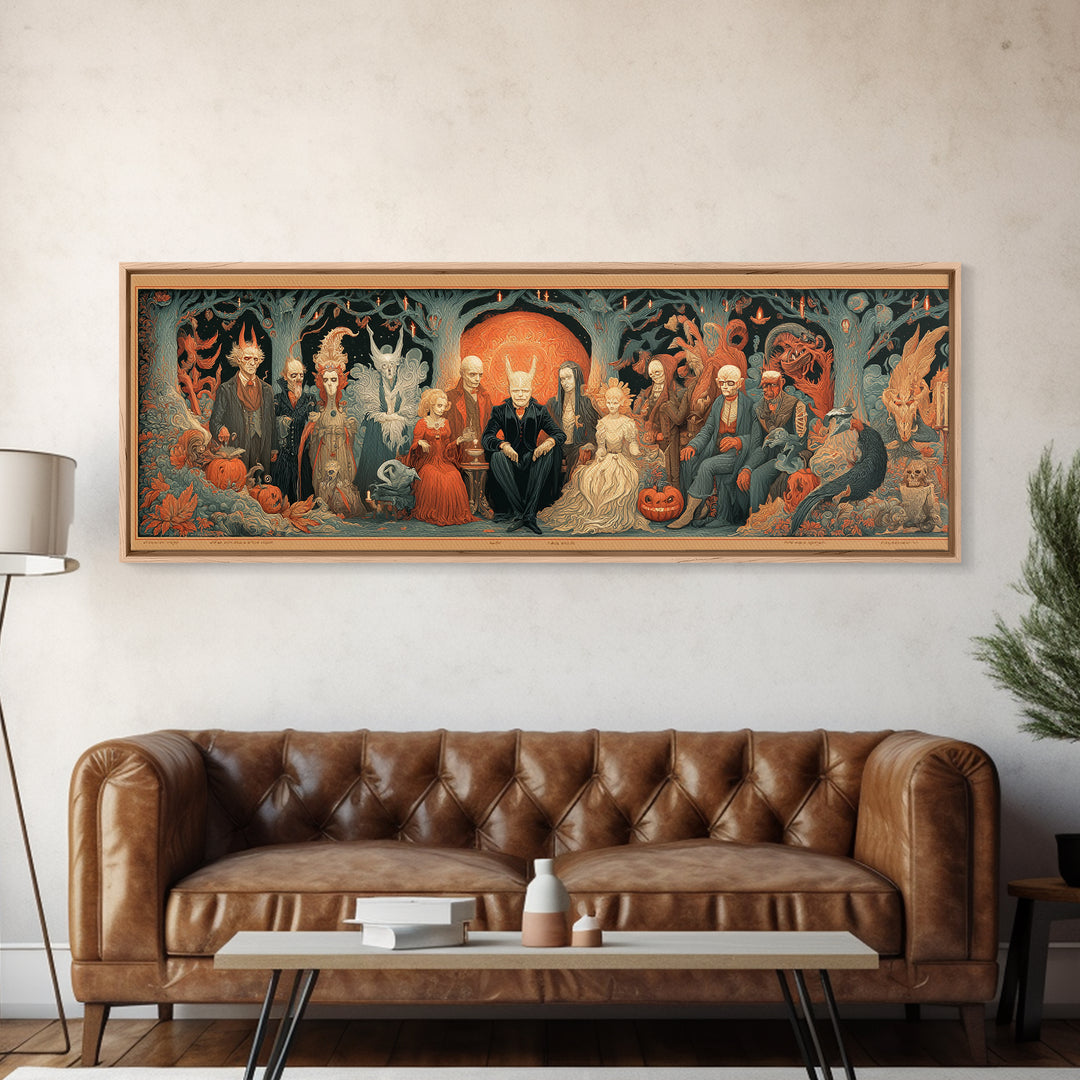 The Monster Family Portrait, Visionary Gothic Art, Extra Wide Wall Art, Dark Fantasy Wall Art, Canvas Print, Halloween Wall Art