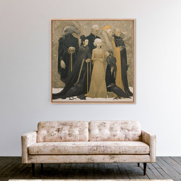 The Monster Family Portrait, Symbolist Death Art, Square Wall Art, Gothic Horror Wall Art, Framed Canvas Print, Halloween Wall Art