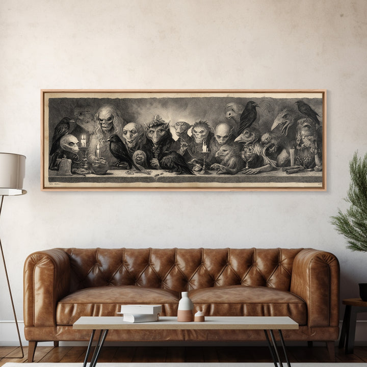 The Monster Family Portrait, Expressionist Nightmare Art, Extra Wide Wall Art, Dark Fantasy Wall Art, Framed Canvas Print