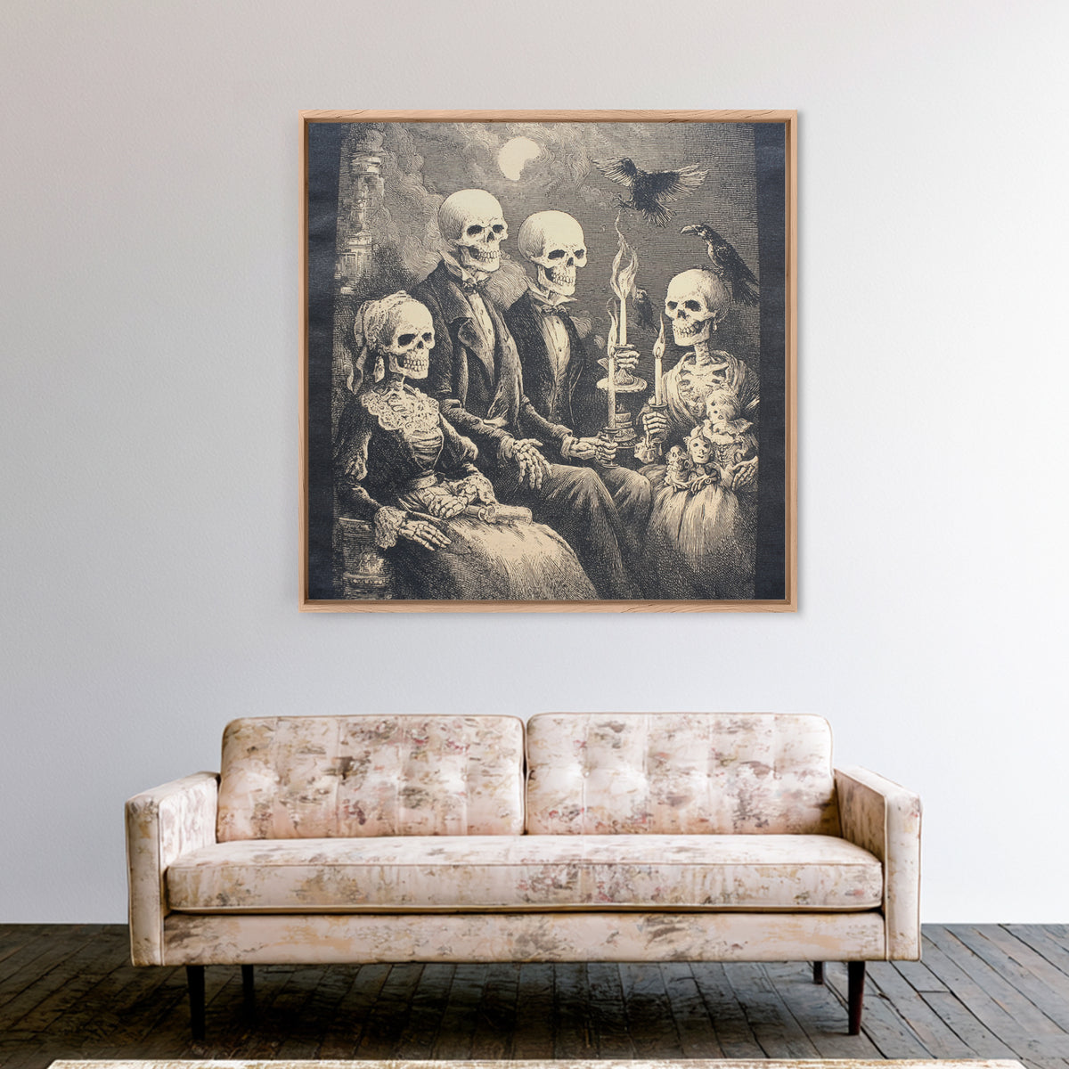 The Monster Family Portrait, Macabre Folk Print Art, Square Wall Art, Gothic Horror Wall Art, Canvas Print, Halloween Wall Art