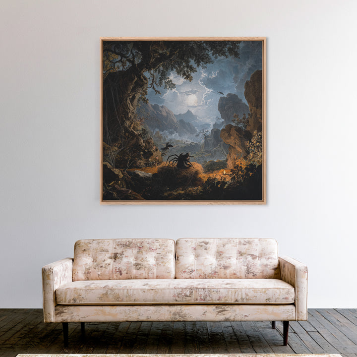 The Spider Sewing Circle, Baroque Witchcraft Art, Square Wall Art, Dark Halloween Decor, Framed Canvas Print, Halloween Wall Art