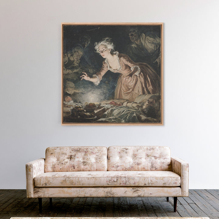 The Spider Sewing Circle, Gothic Nightmare Art, Square Wall Art, Gothic Horror Wall Art, Canvas Print, Halloween Wall Art