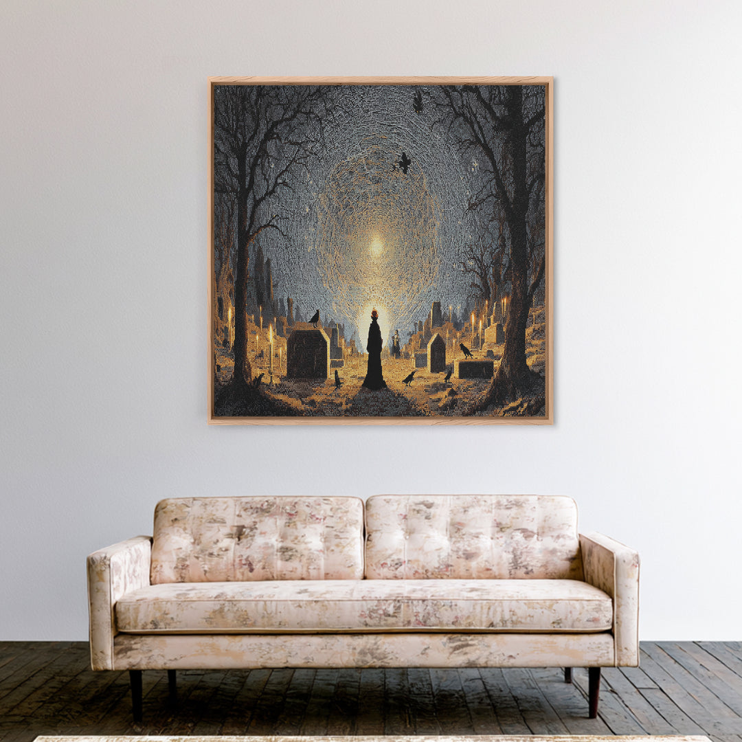 The Spider Sewing Circle, Romantic Gothic Landscape, Landscape Wall Art, Dark Halloween Decor, Canvas Print, Halloween Wall Art