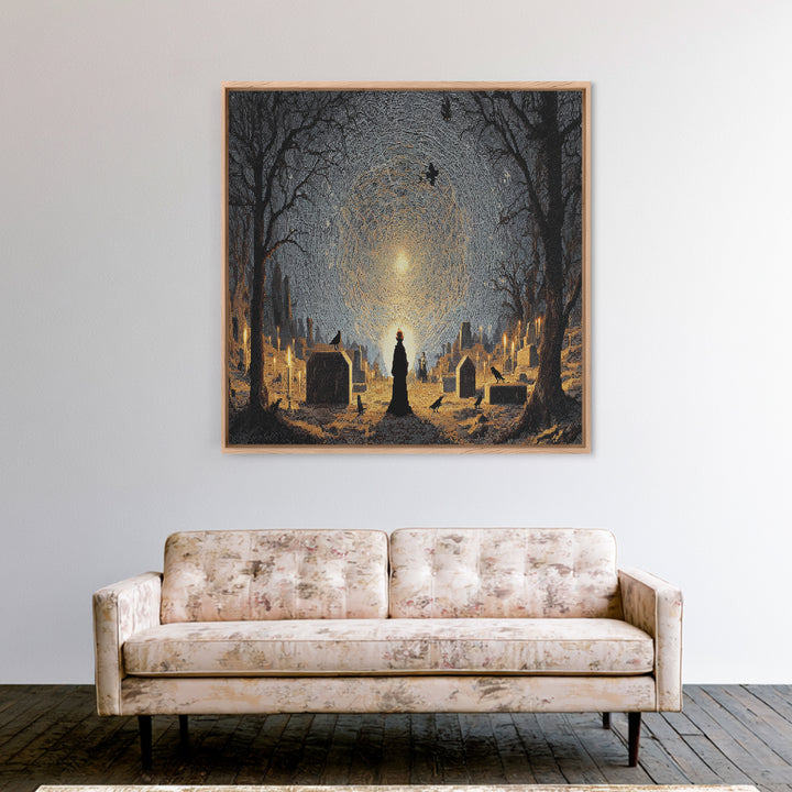 The Spider Sewing Circle, Romantic Gothic Landscape, Landscape Wall Art, Dark Halloween Decor, Canvas Print, Halloween Wall Art