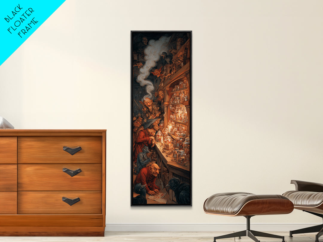 The Goblin Candy Shop, Dark Renaissance Art, Tall Narrow Wall Art, Gothic Horror Wall Art, Framed Canvas Print