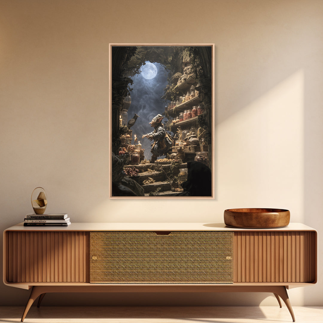 The Goblin Candy Shop, Baroque Witchcraft Art, Vertical Wall Art, Dark Fantasy Wall Art, Canvas Print, Halloween Wall Art