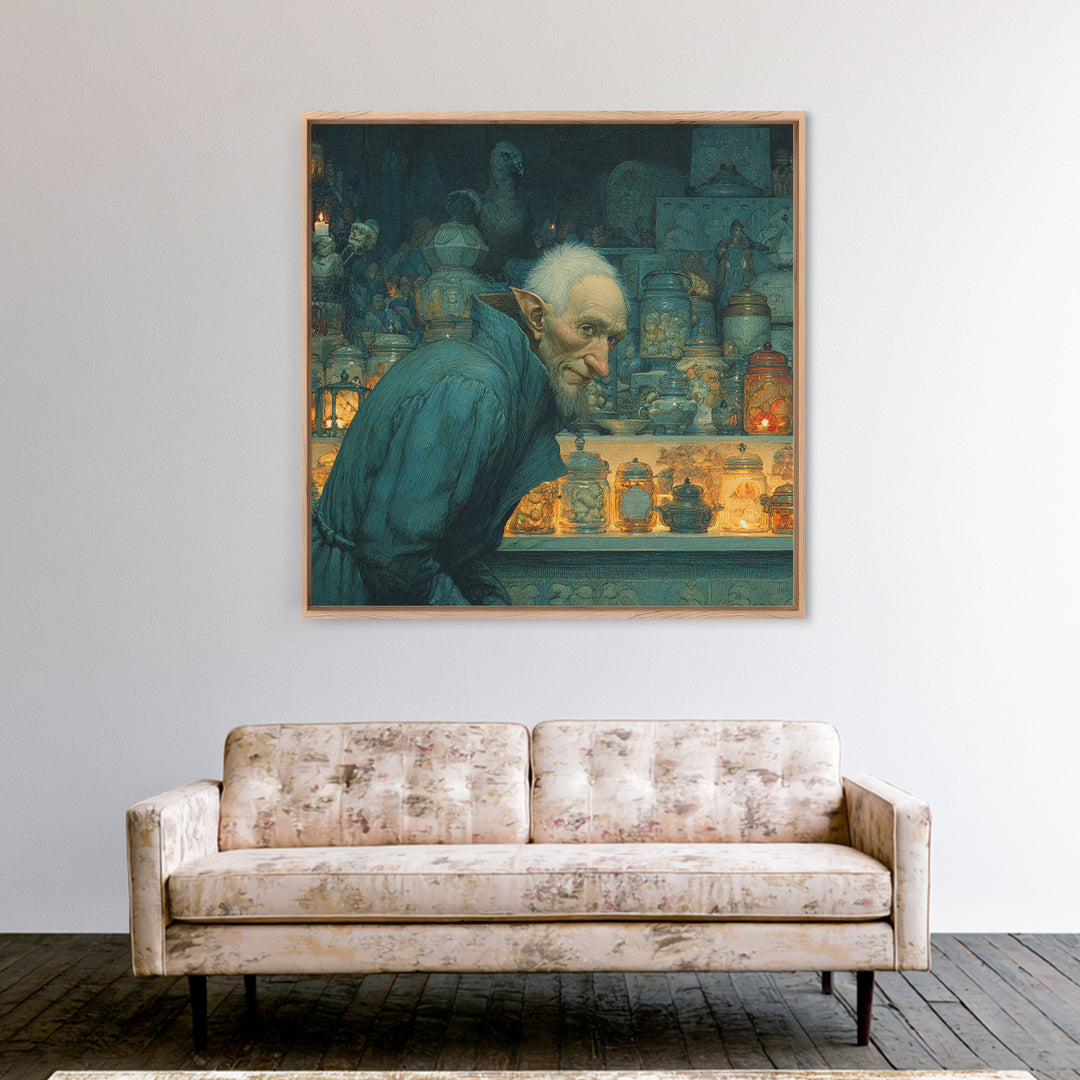 The Goblin Candy Shop, Symbolist Death Art, Square Wall Art, Macabre Wall Art, Canvas Print, Halloween Wall Art, Gothic Home Decor
