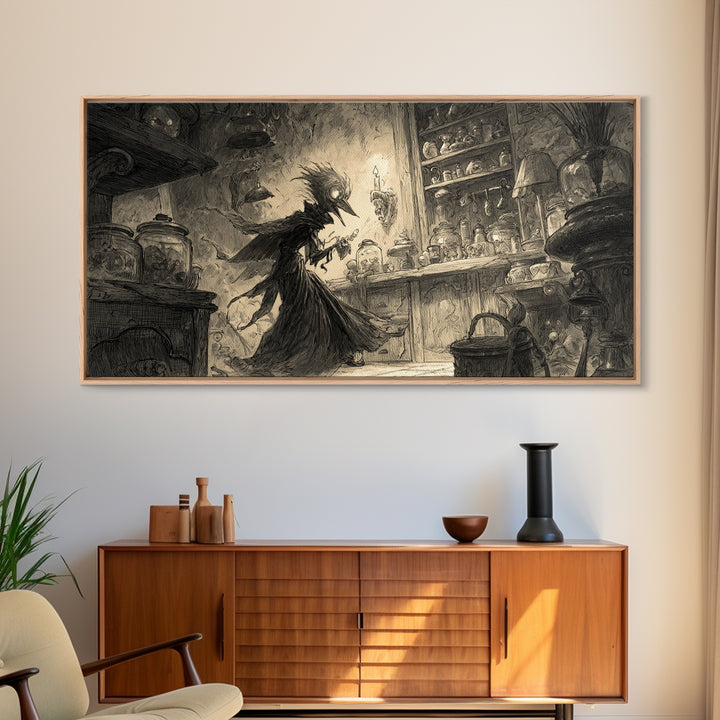 The Goblin Candy Shop, Expressionist Nightmare Art, Wide Panoramic Art, Dark Halloween Decor, Canvas Print, Halloween Wall Art